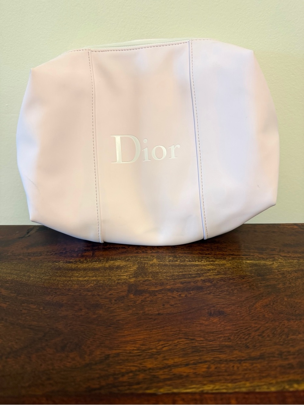 Dior Cosmetic Bag Light Pink with White Zipper